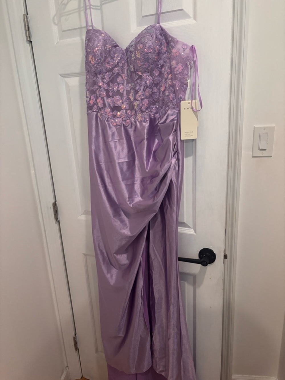 Lavender Lace Bustier Satin Gowns